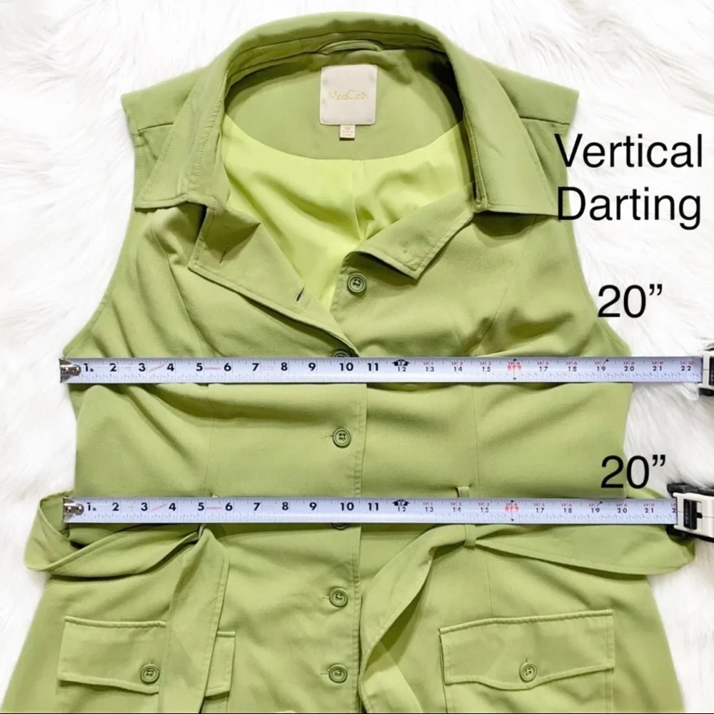 SOLD-Modcloth Buttondown Belted Olive Green Sleeveless Shirtdress - Picture 11 of 12